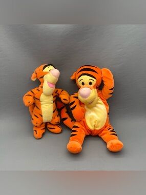 Disney Fisher-Price Tigger Plush Lot 14" Soft 'N Silly & 11" Tigger Rattle Toy